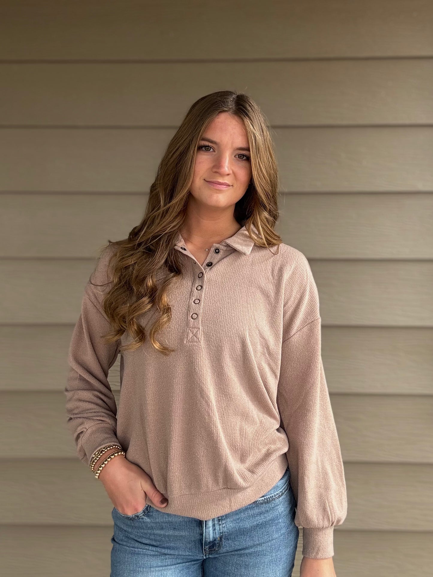 Half Snap Collared Top