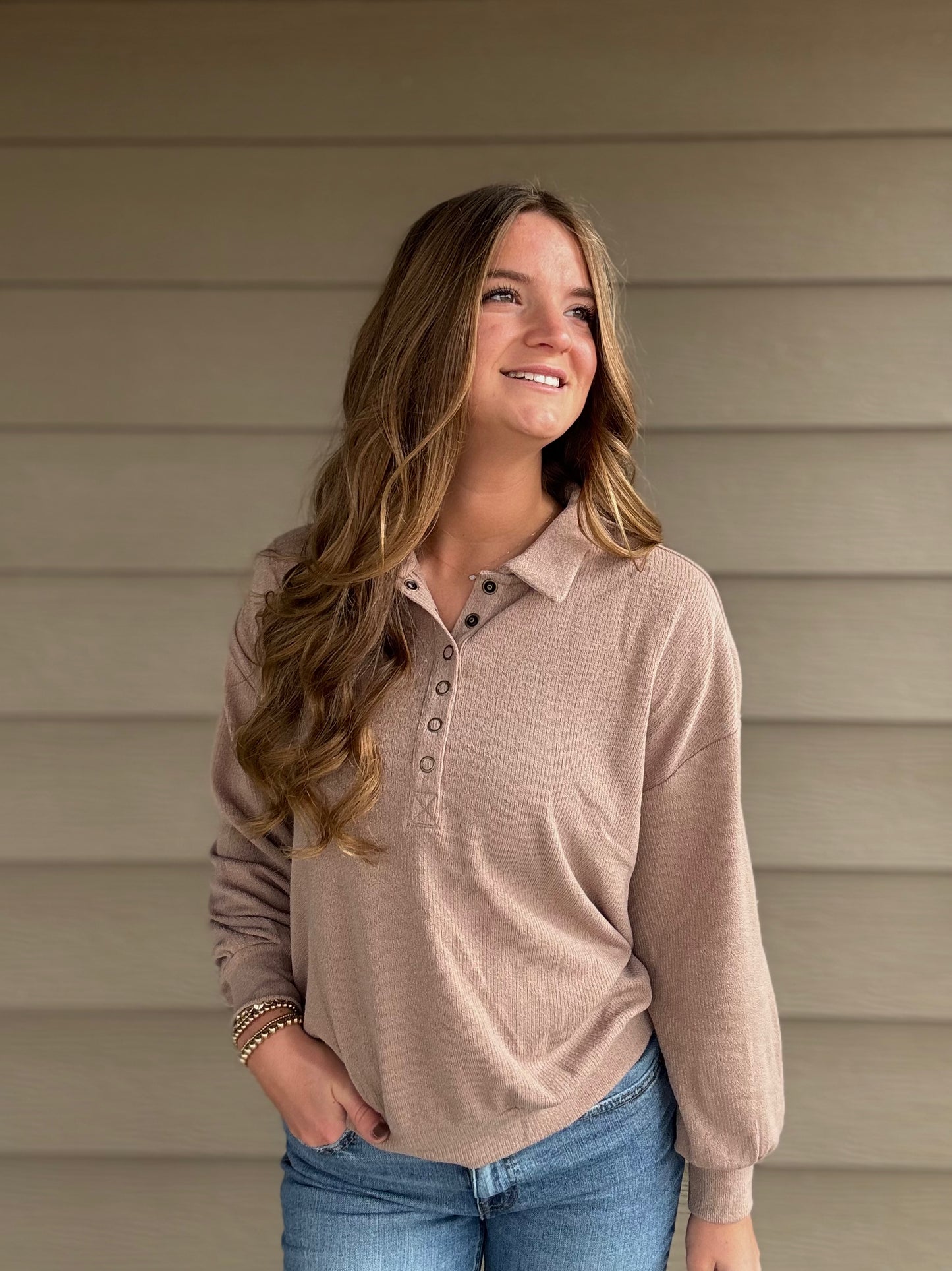 Half Snap Collared Top
