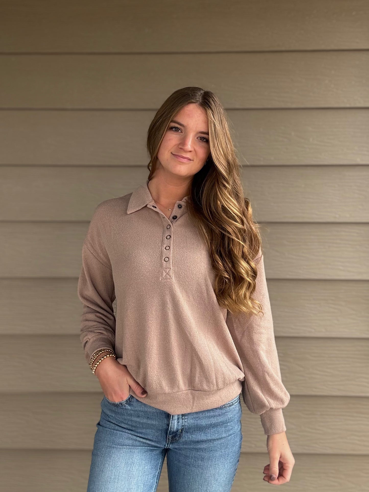 Half Snap Collared Top