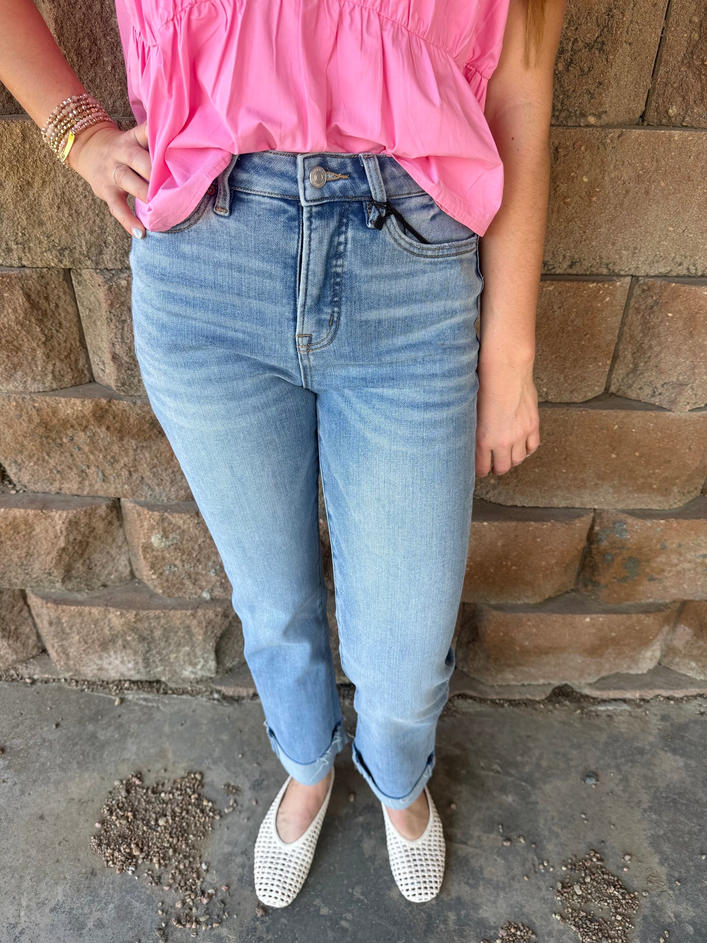 Straight Cuffed Hem Jeans