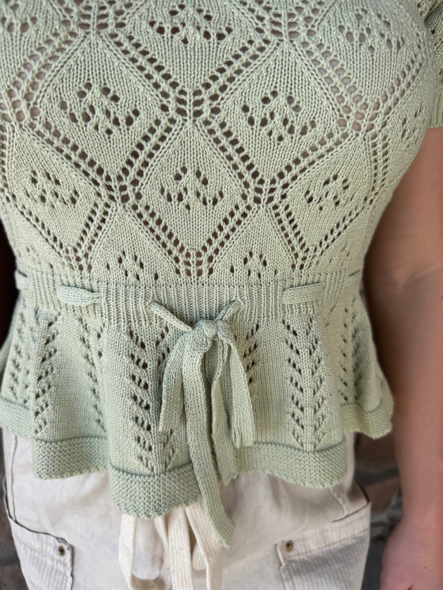 Sage Knit Peplum Top