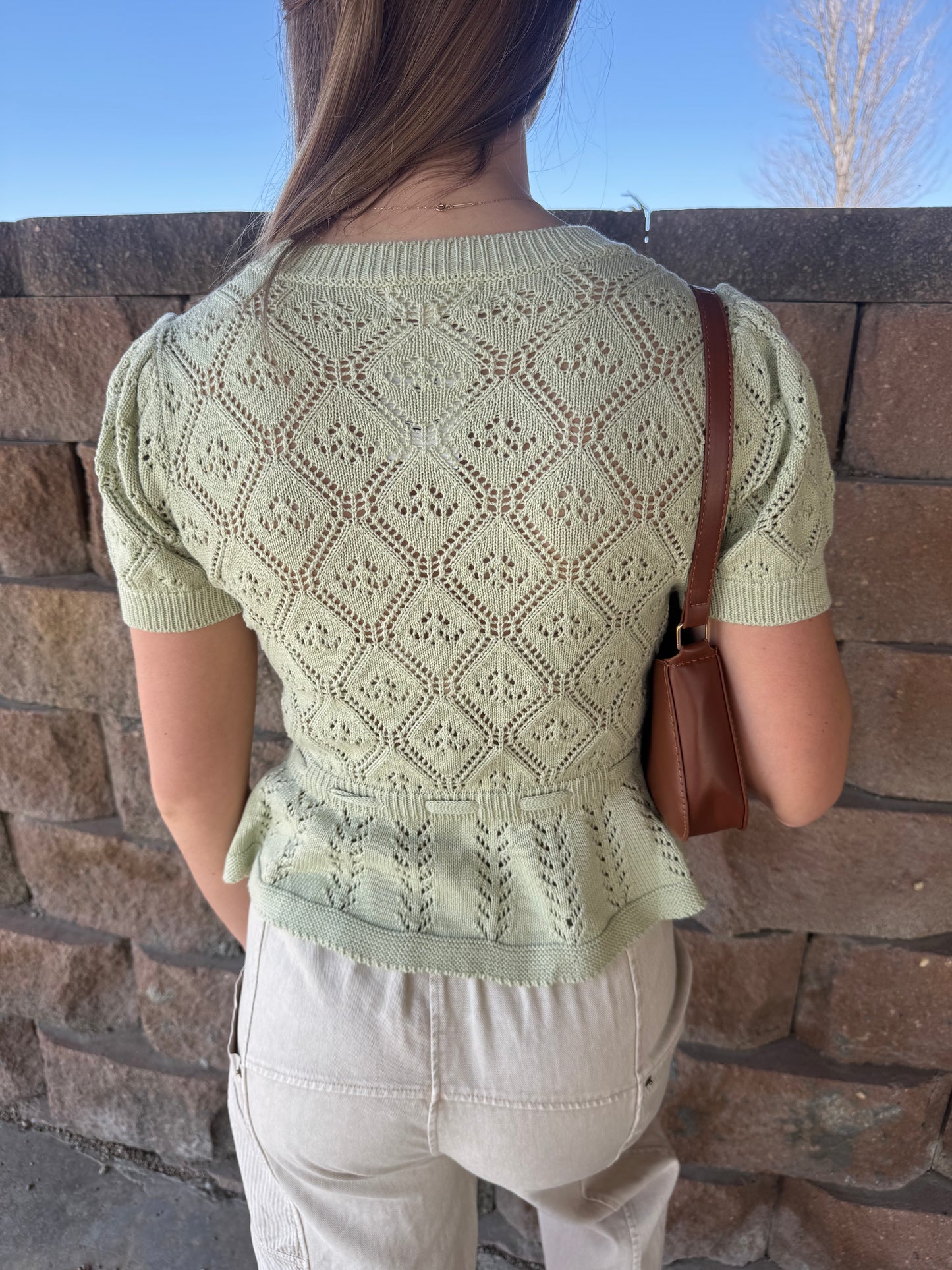 Sage Knit Peplum Top