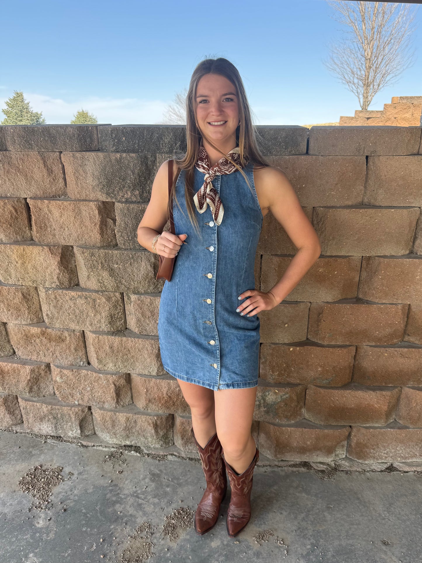 Button Down Denim Mini Dress