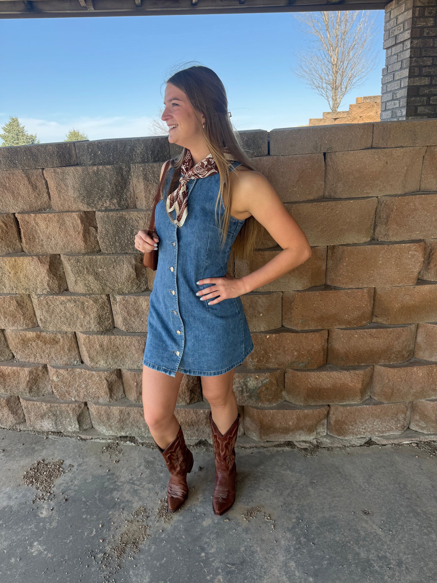 Button Down Denim Mini Dress