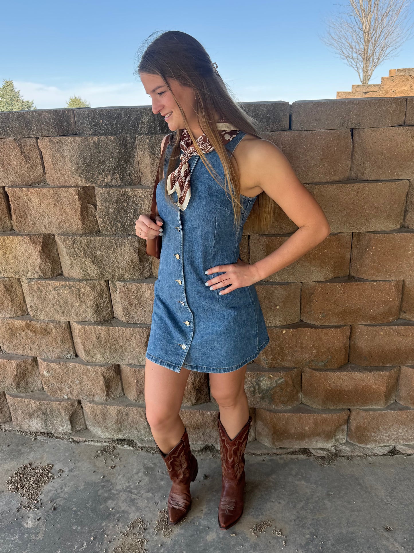 Button Down Denim Mini Dress
