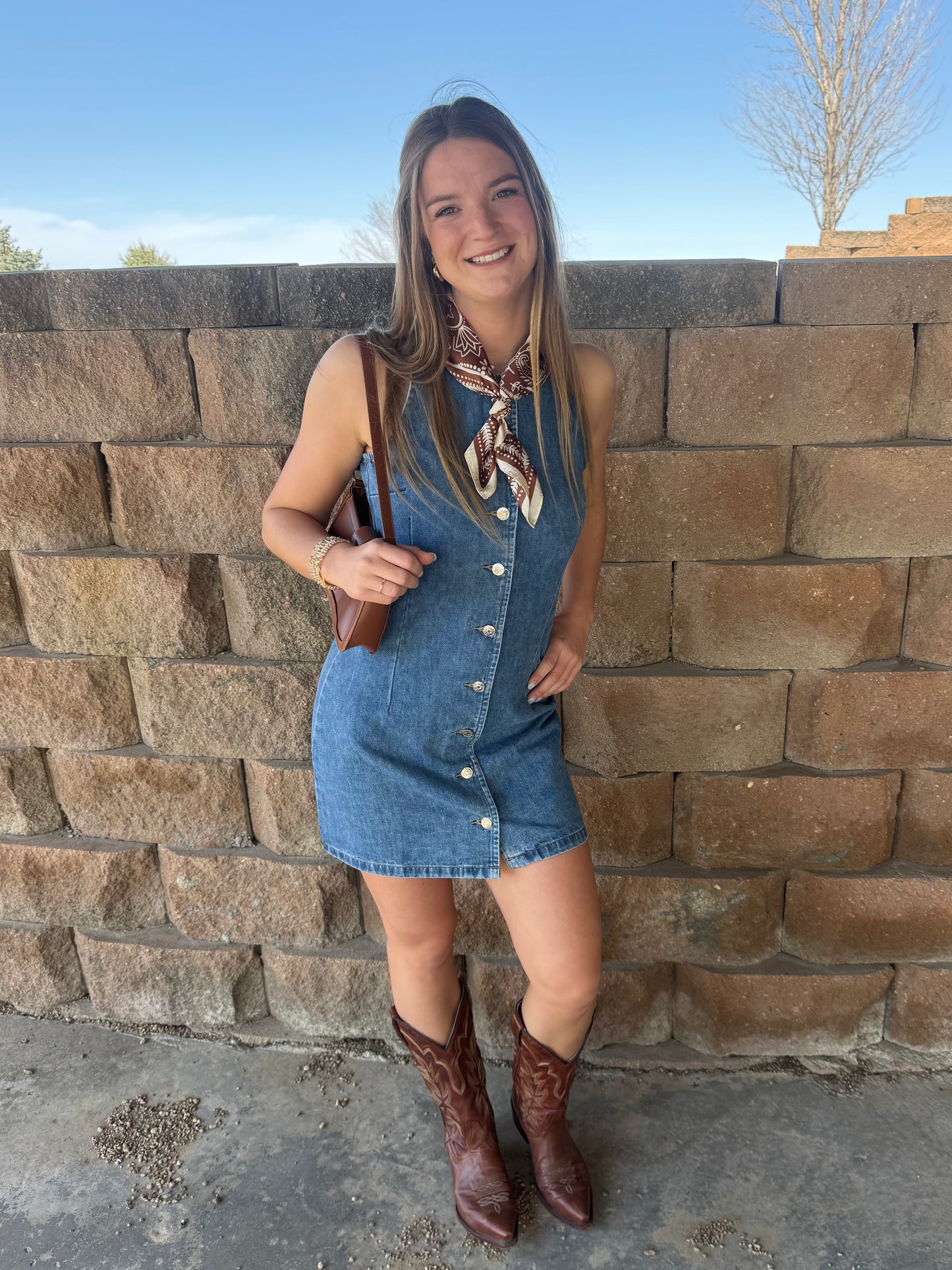 Button Down Denim Mini Dress