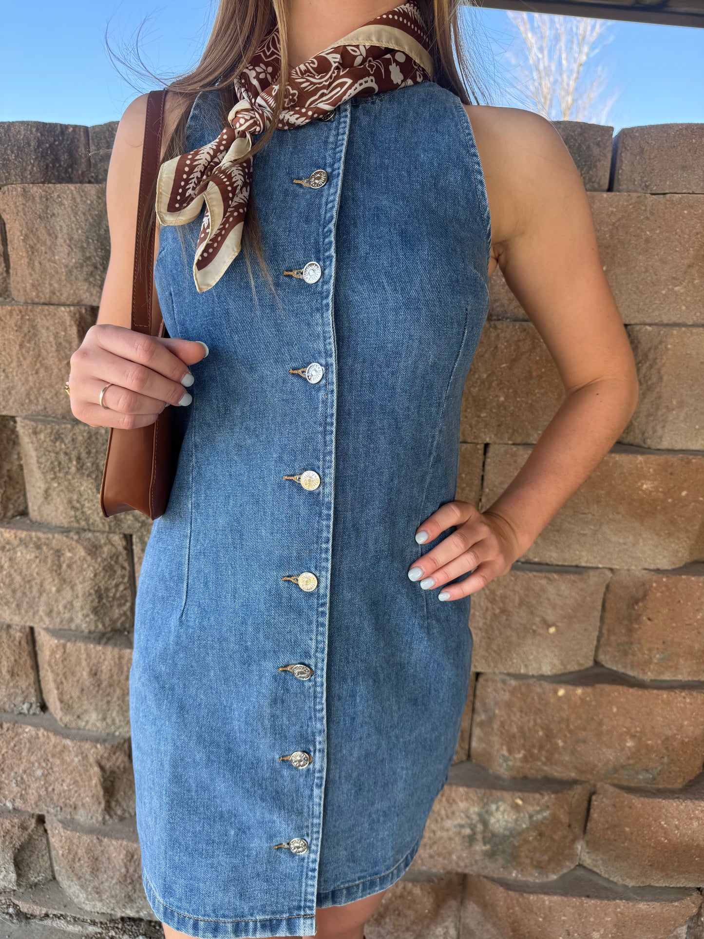 Button Down Denim Mini Dress