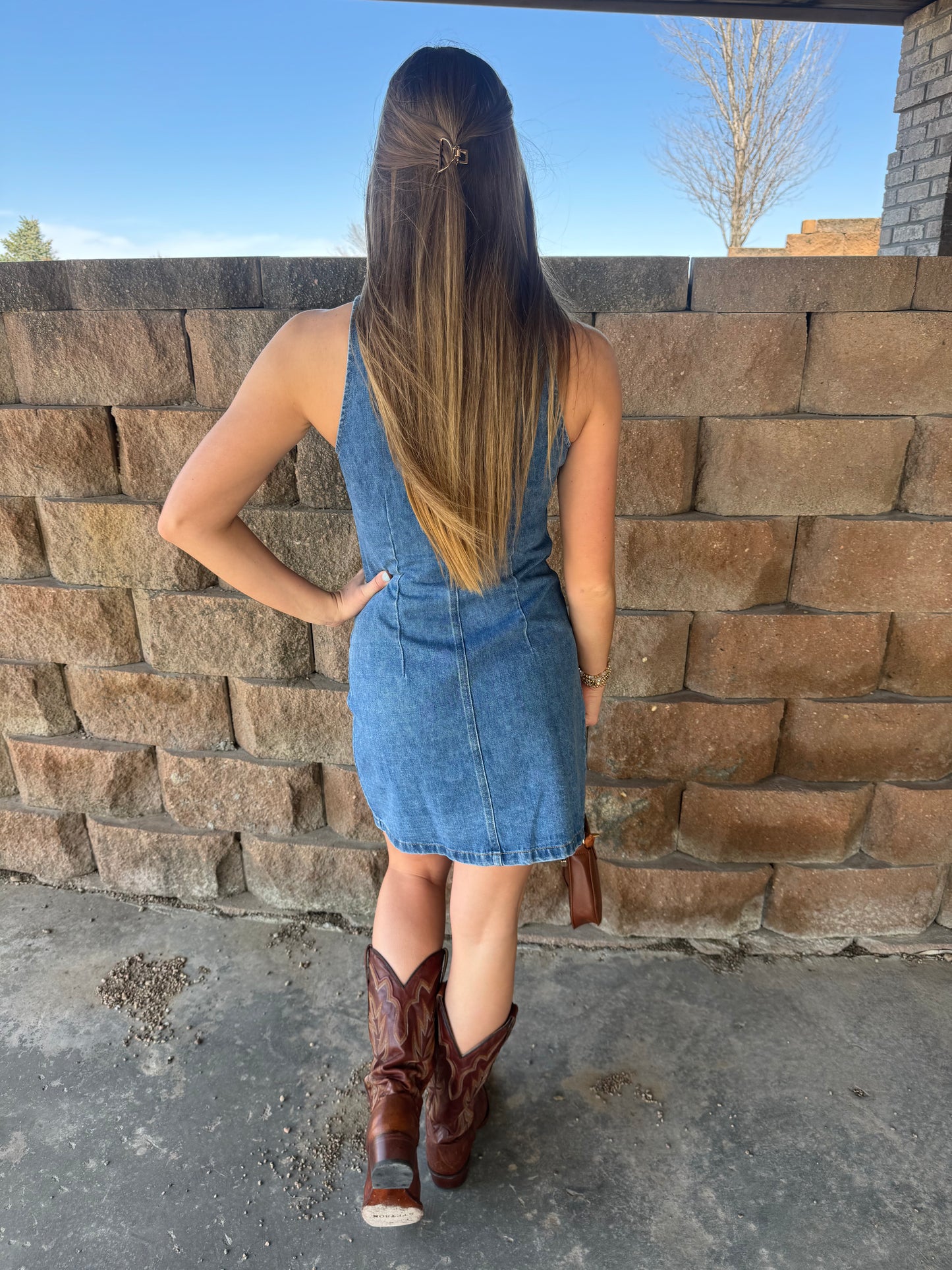 Button Down Denim Mini Dress