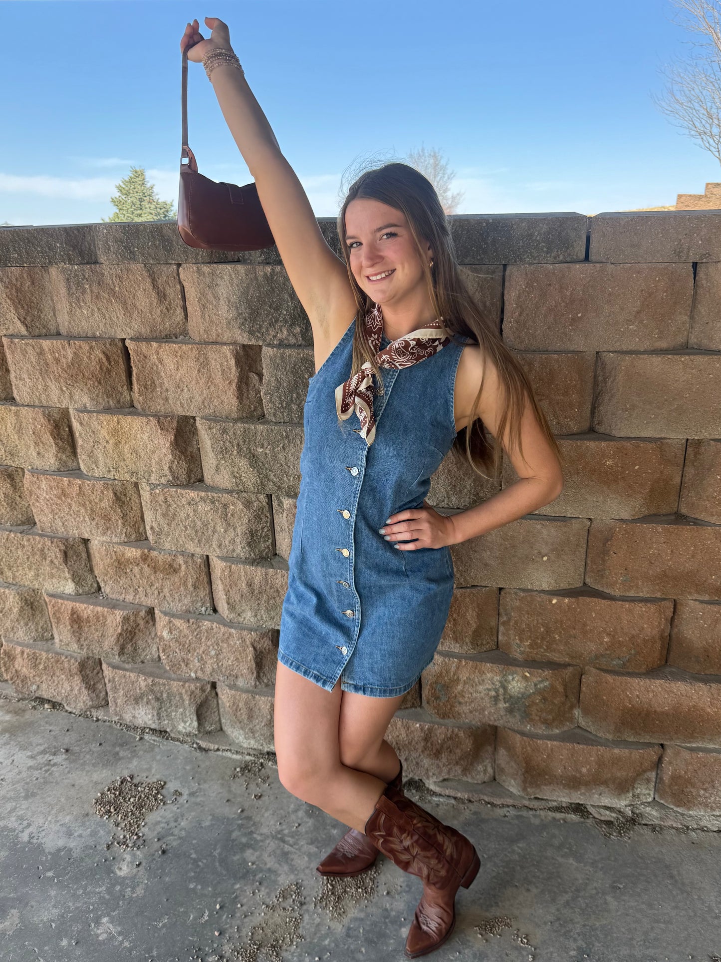 Button Down Denim Mini Dress