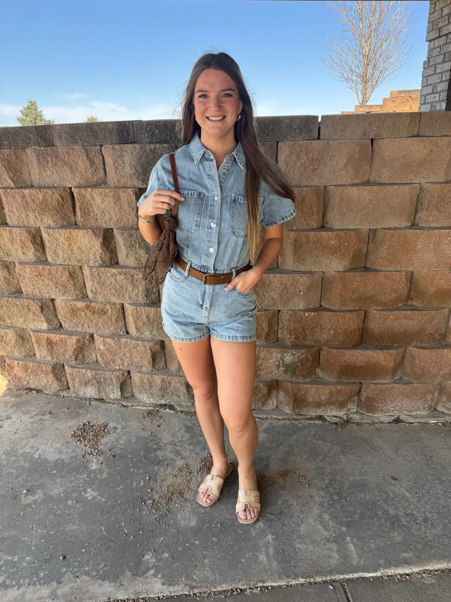 Short Sleeve Denim Romper