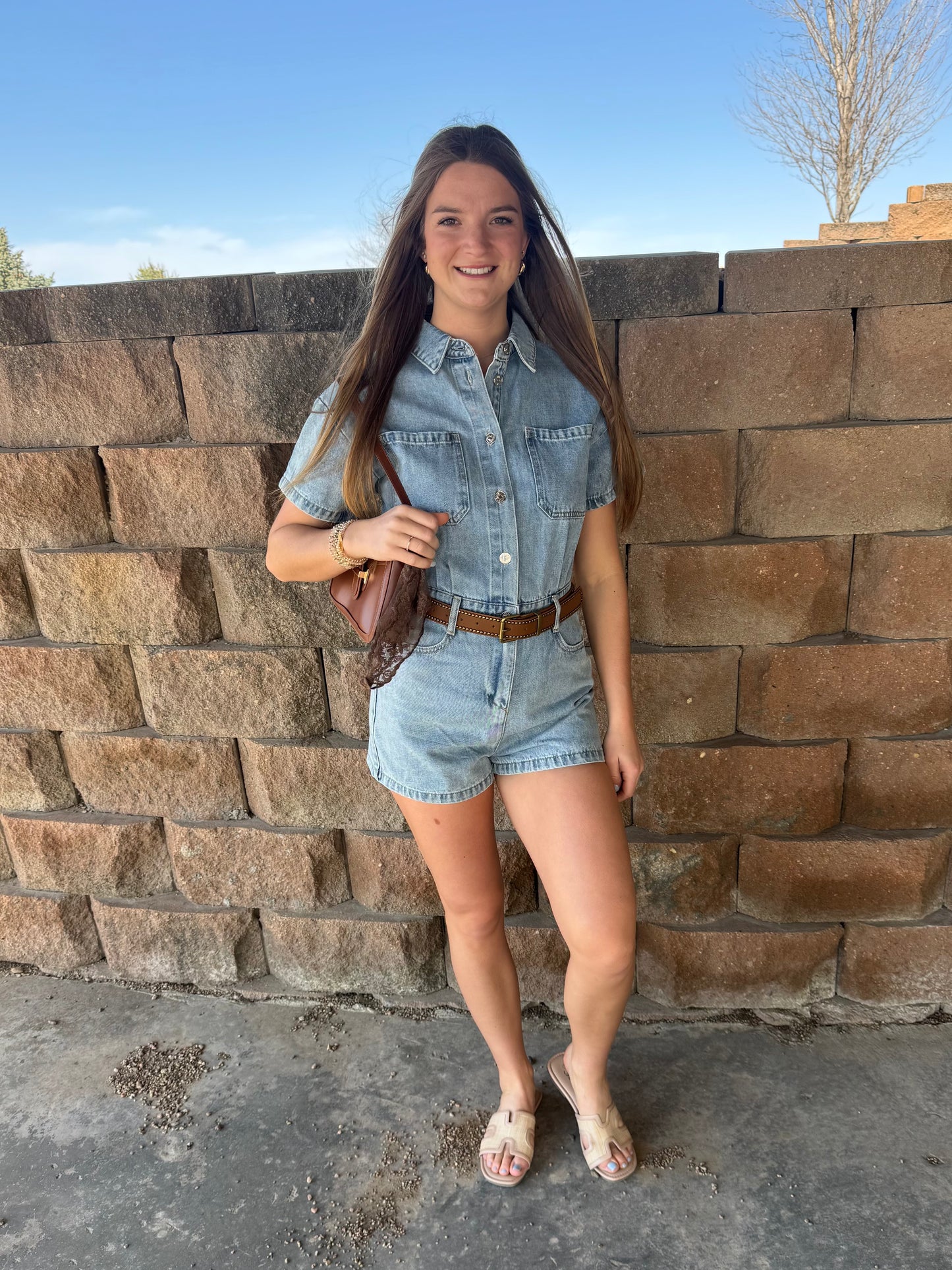 Short Sleeve Denim Romper