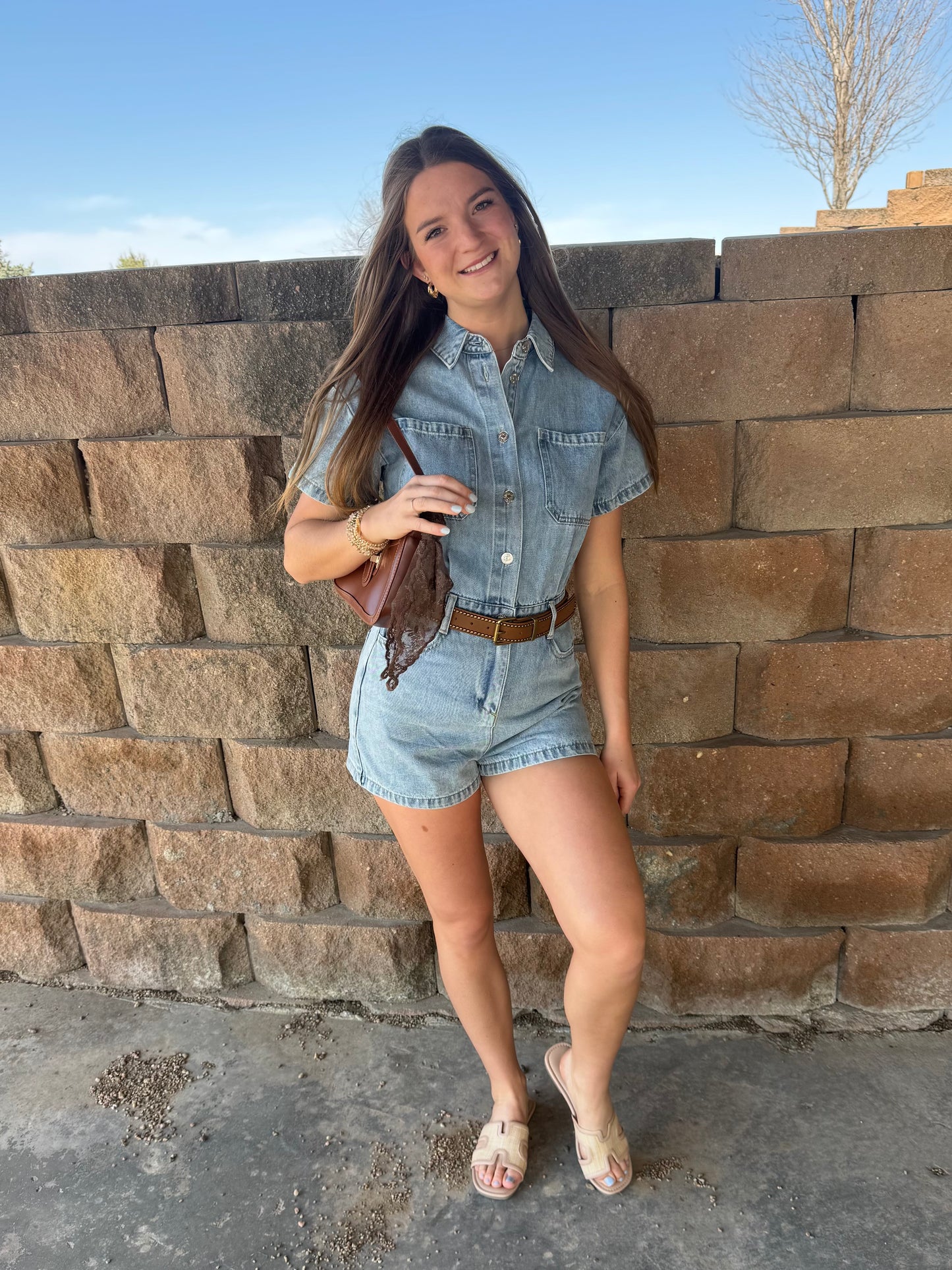 Short Sleeve Denim Romper