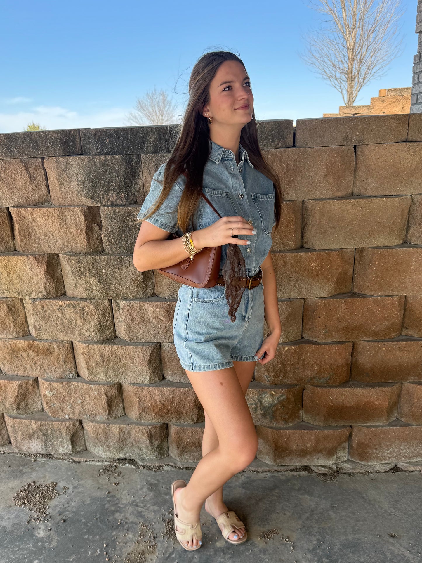 Short Sleeve Denim Romper