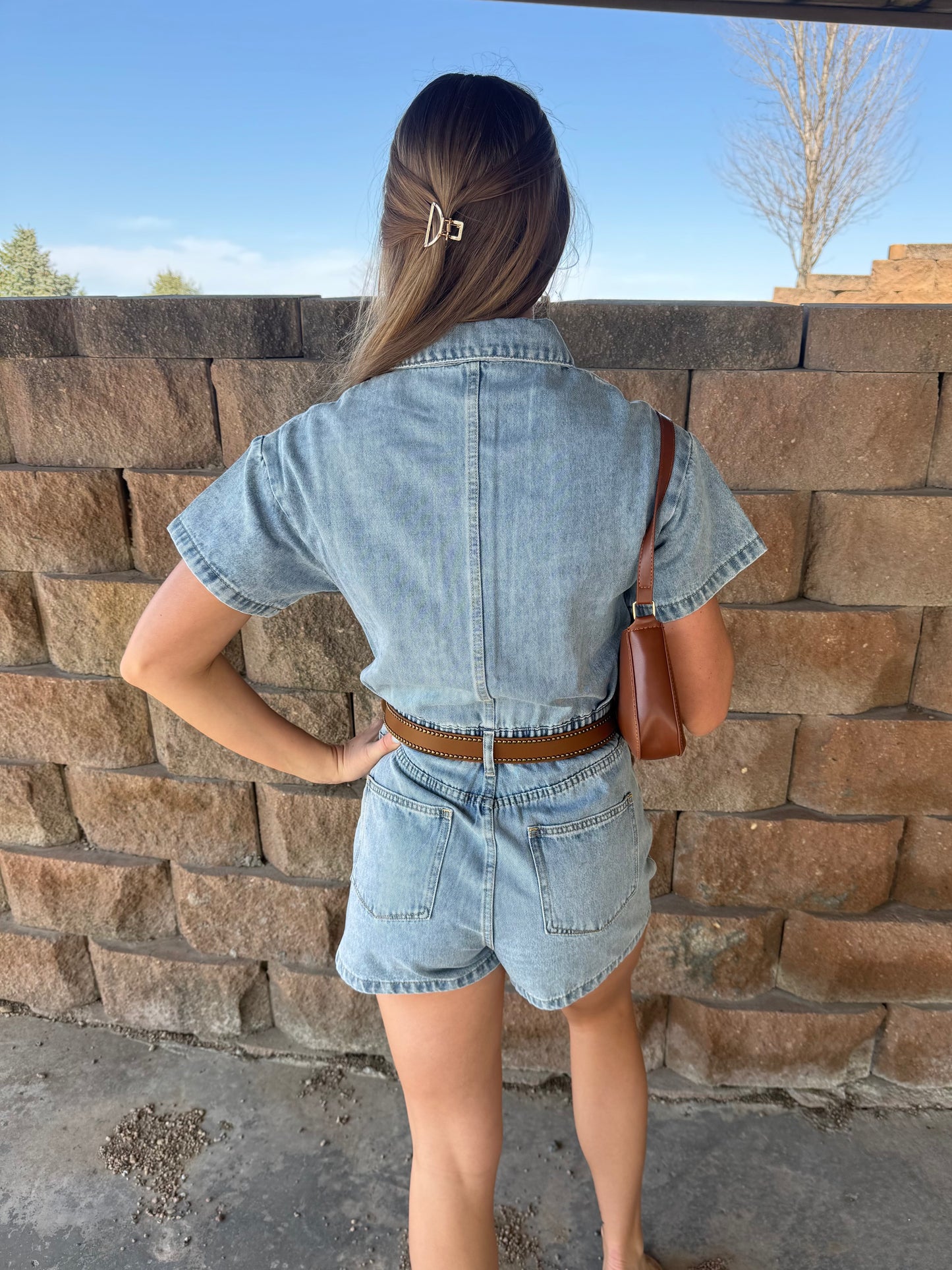 Short Sleeve Denim Romper