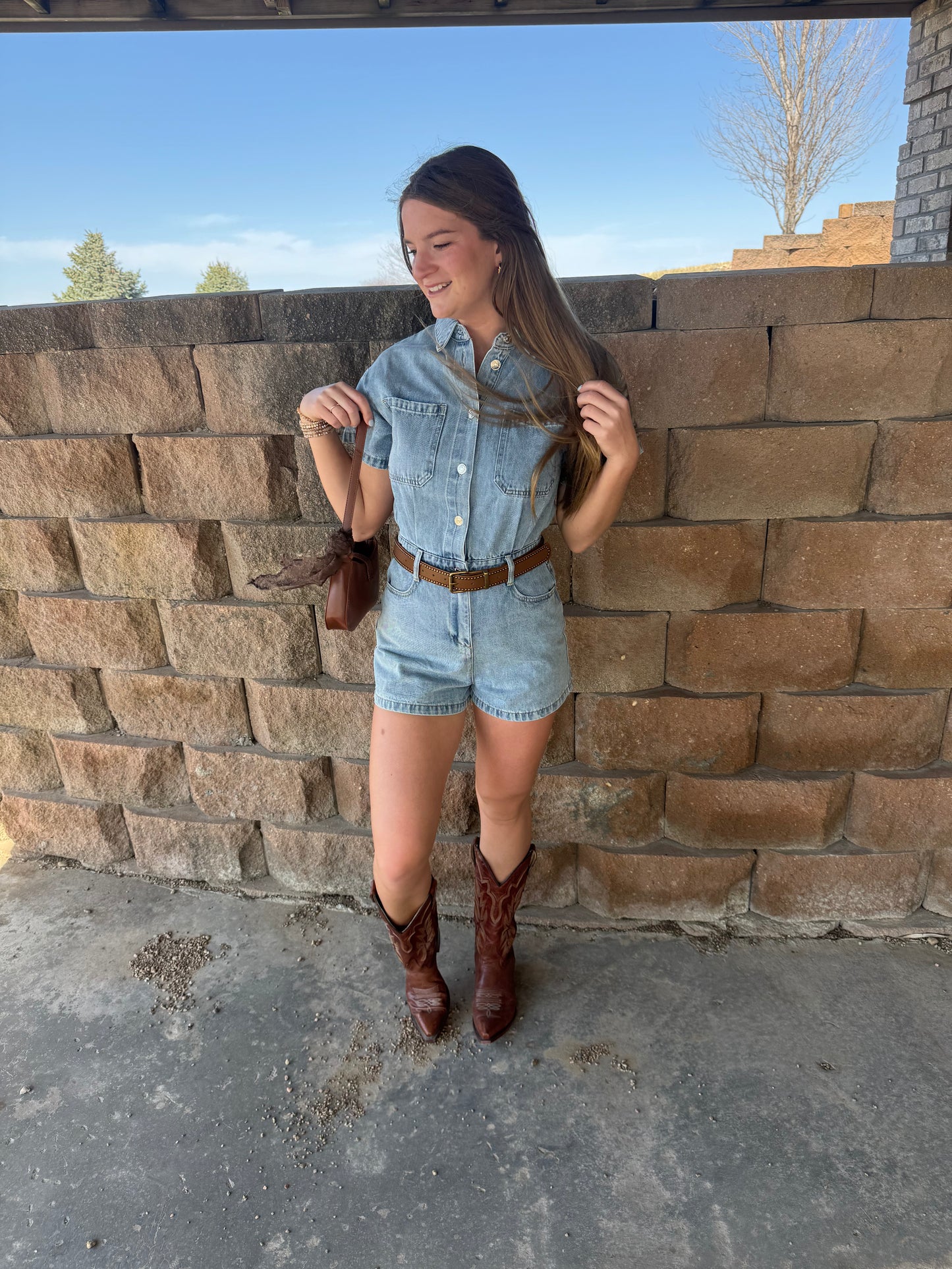 Short Sleeve Denim Romper