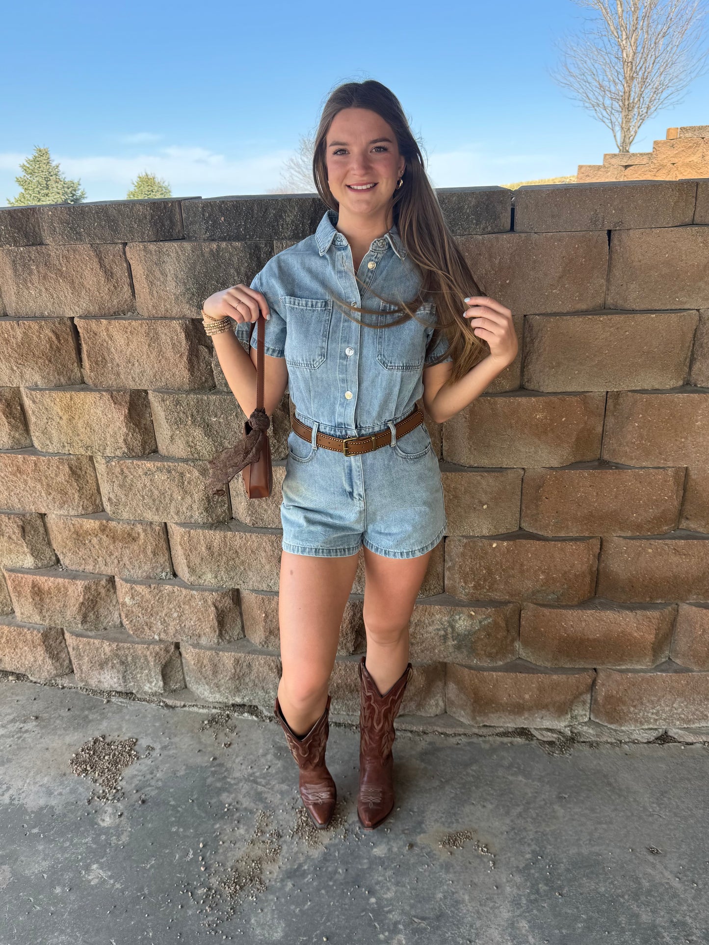 Short Sleeve Denim Romper
