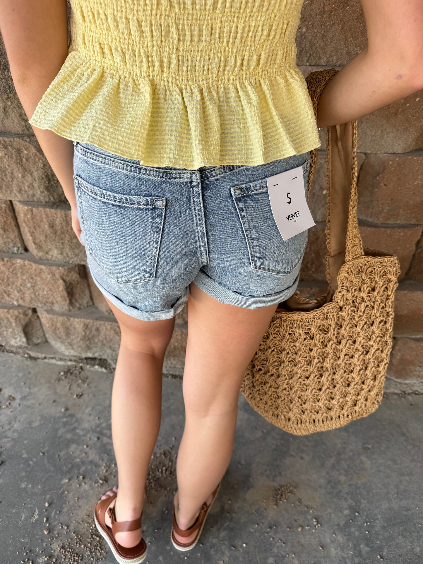 Patched Denim Shorts