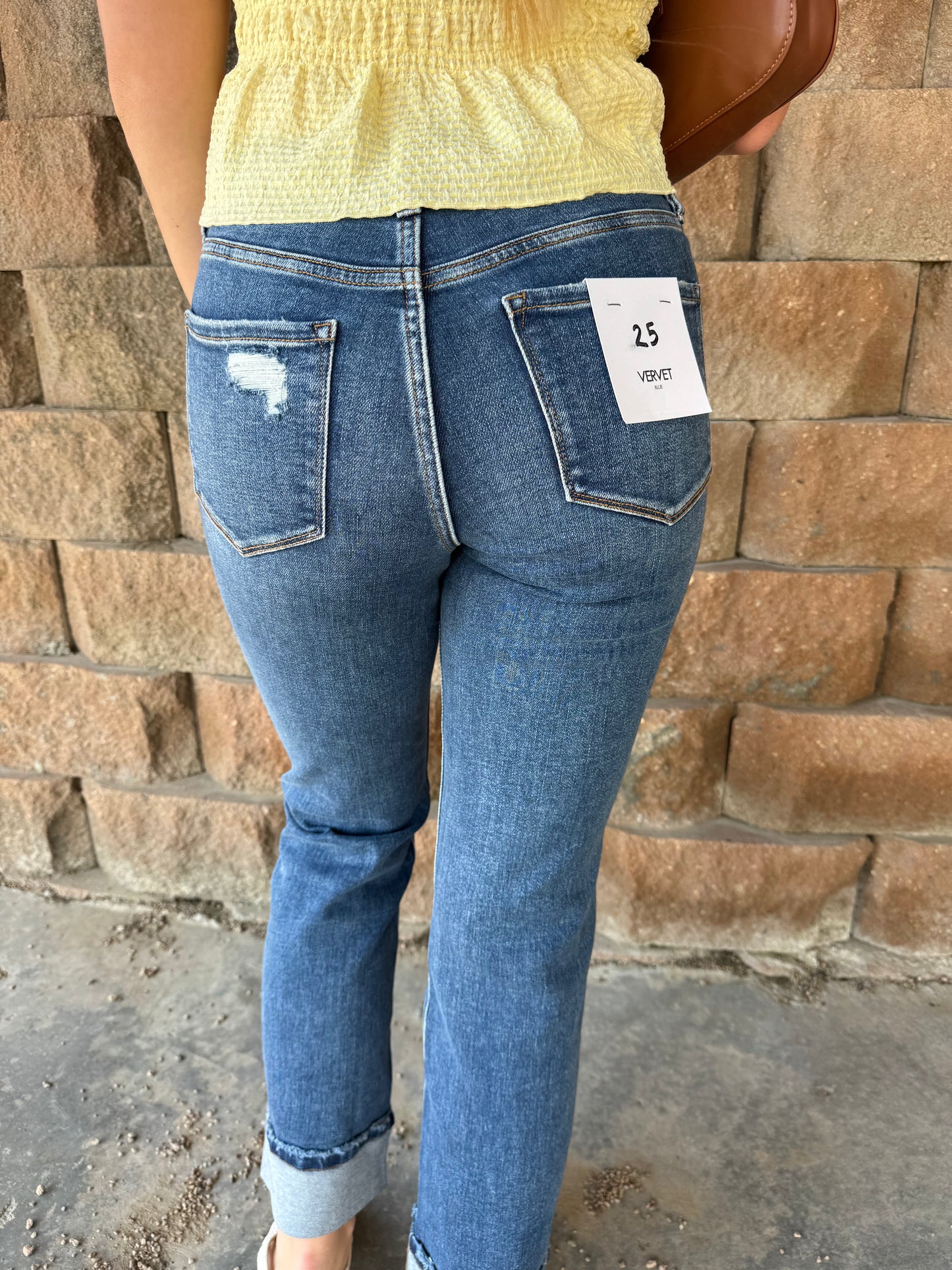 Dark Cuffed Straight Jeans