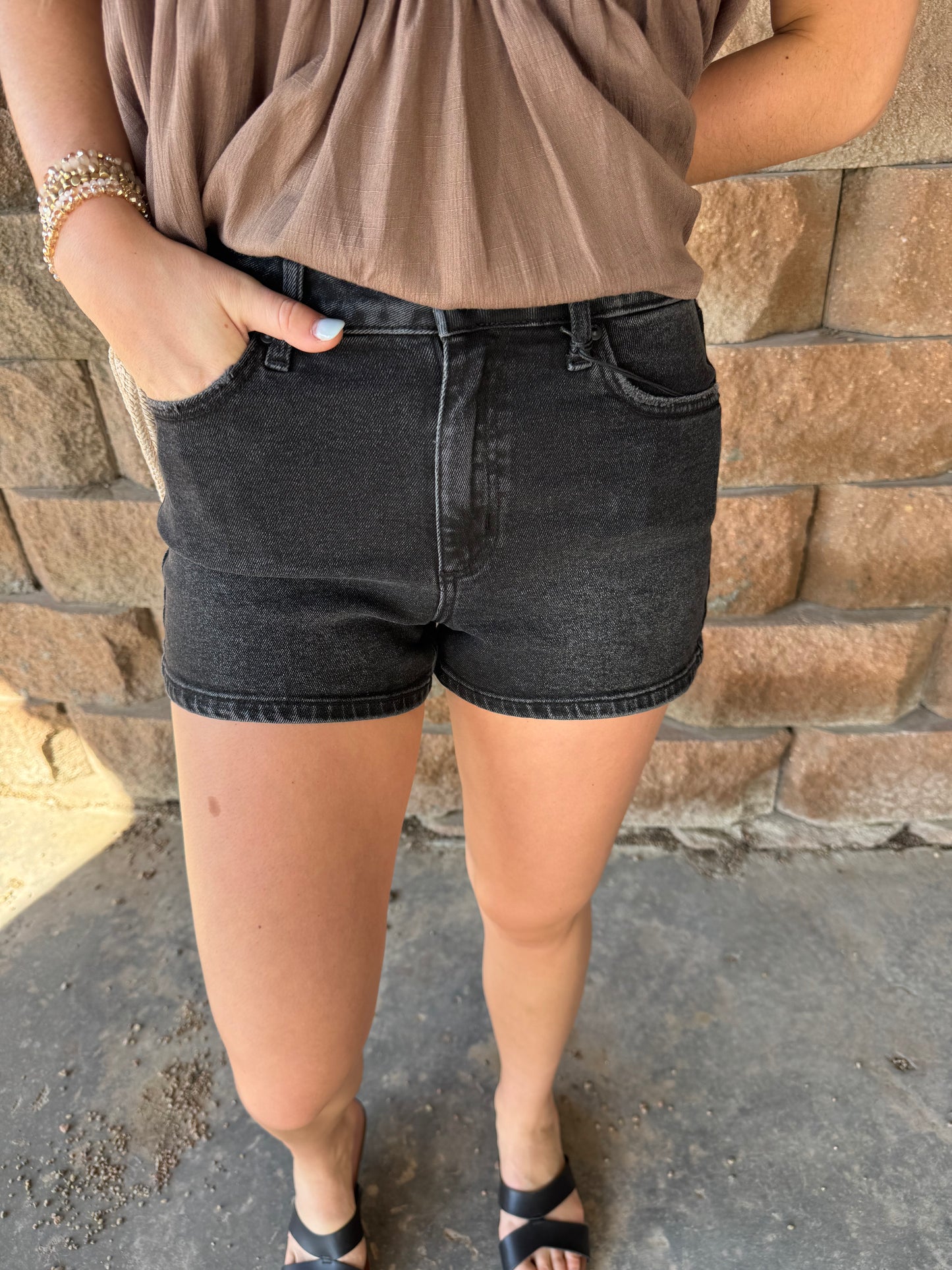 Black Classic Denim Shorts