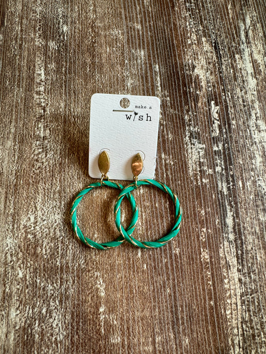Turquoise Twine Hoop Earrings