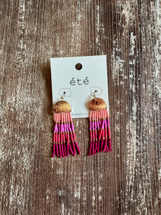 Ombre Pink Beaded Earring