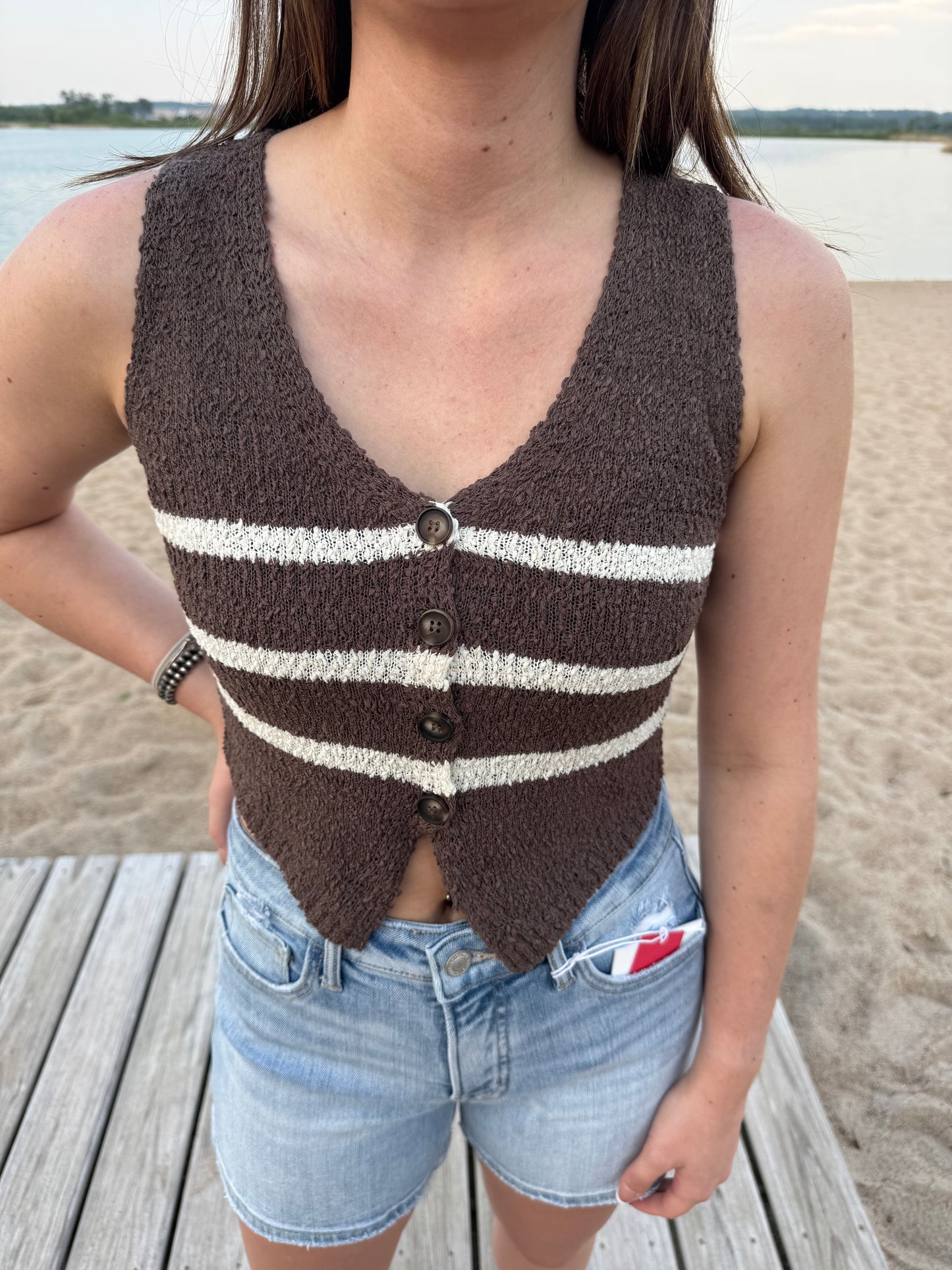 Mocha Button Sweater Vest