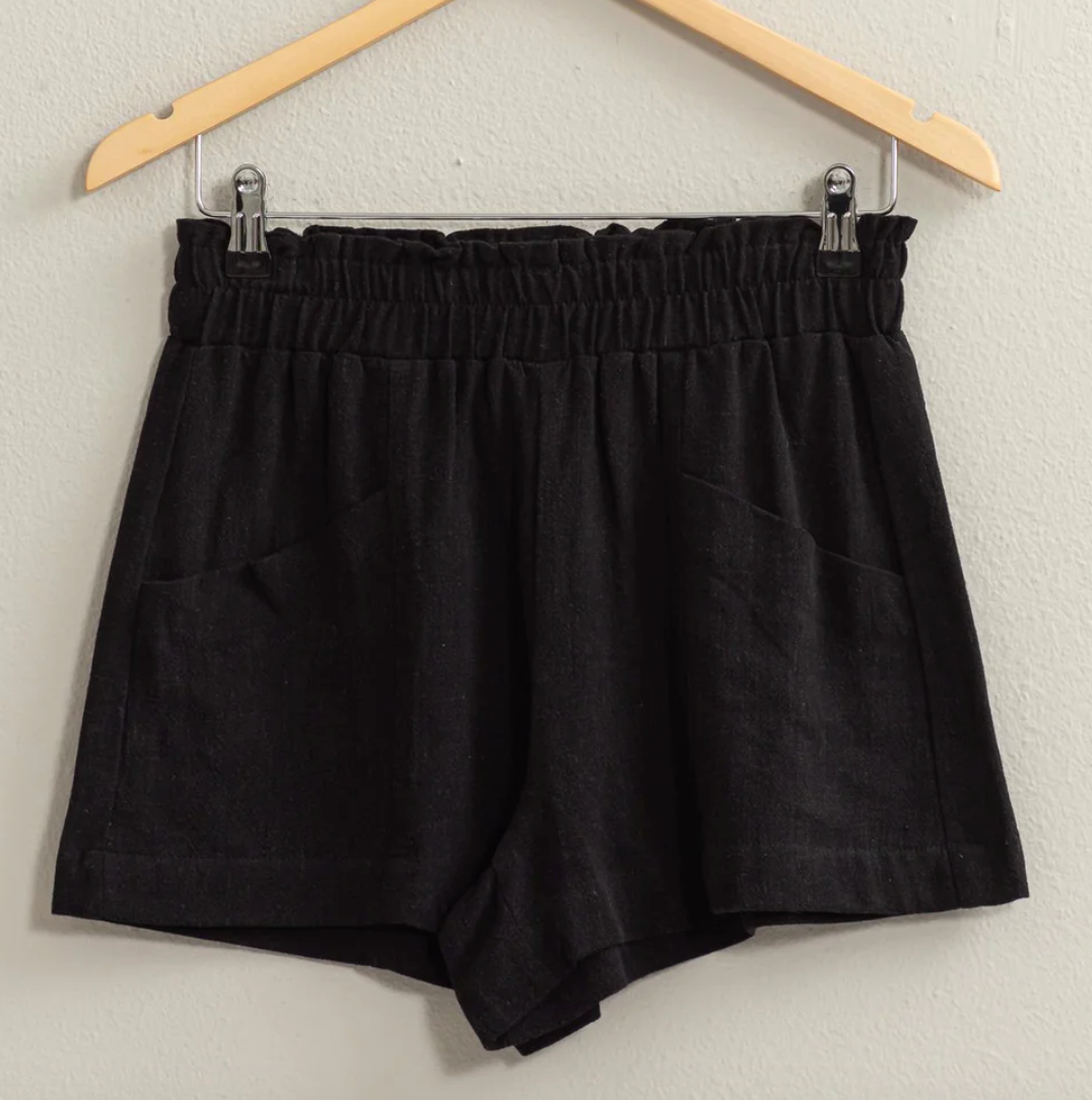Black Linen Shorts