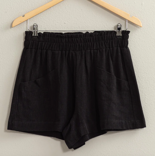 Black Linen Shorts