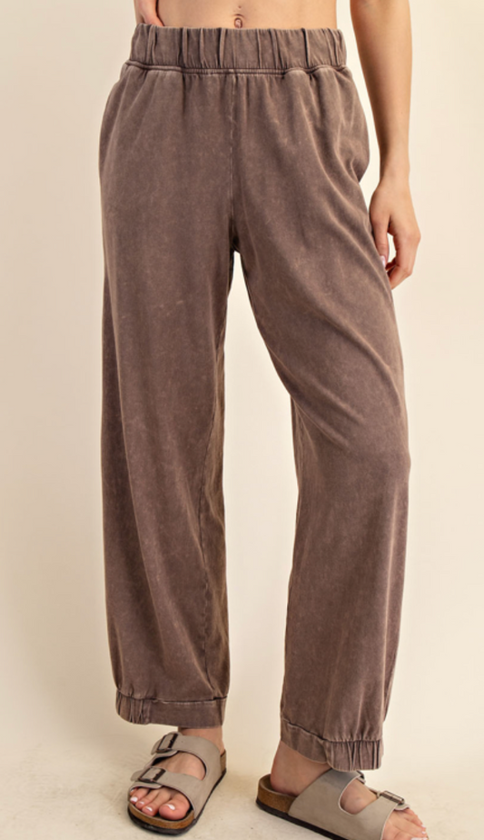 Mocha Mineral Washed Pants