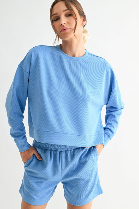 Tidal Blue Ribbed Set