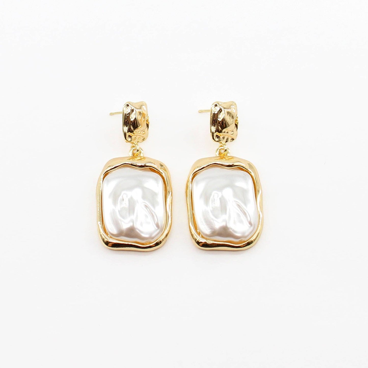 Water Pearl Rectangle Earring