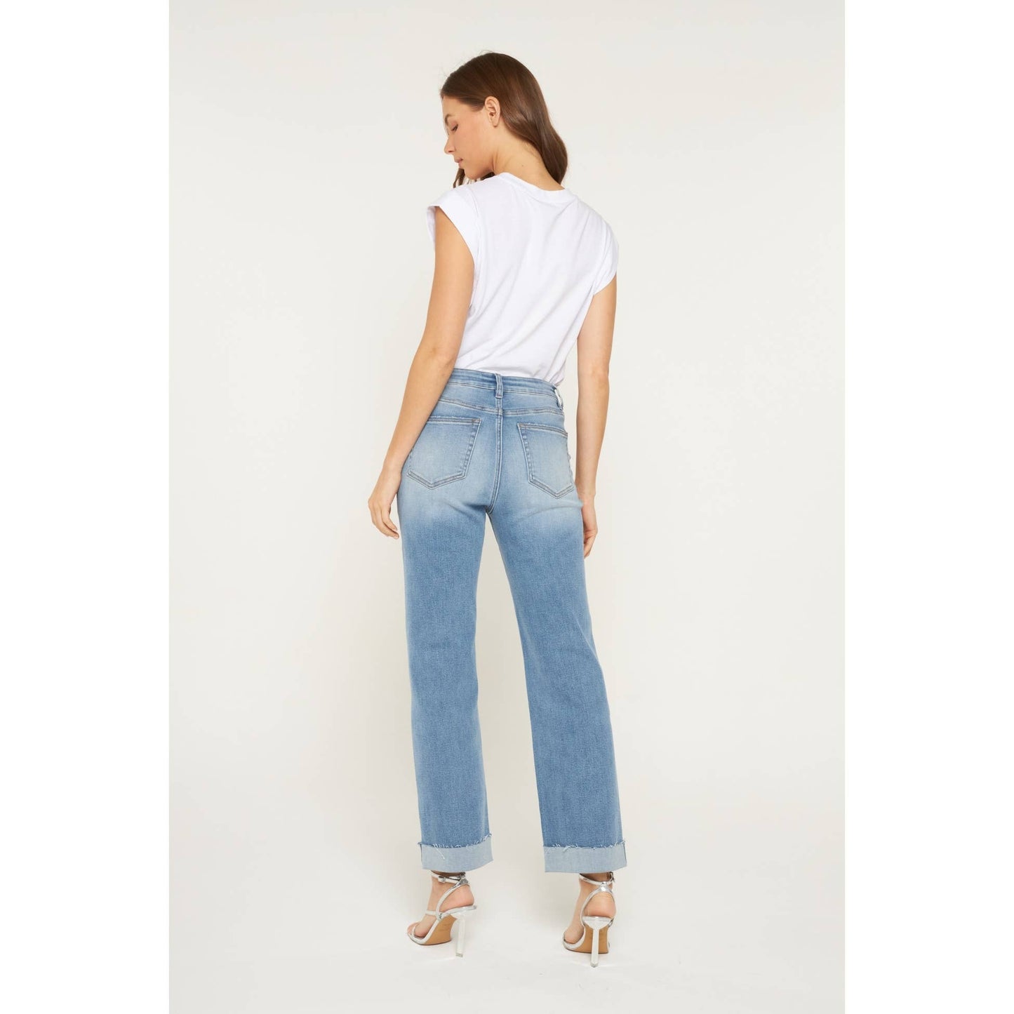 Straight Cuffed Hem Jeans