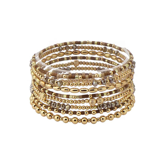 9 Set Brown Stretch Bracelet